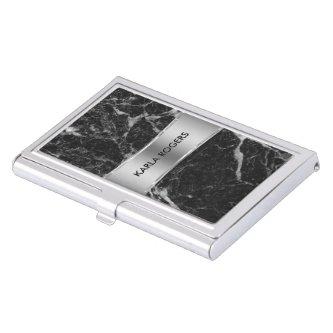 Elegant Black Faux Marble Silver Accent Case For