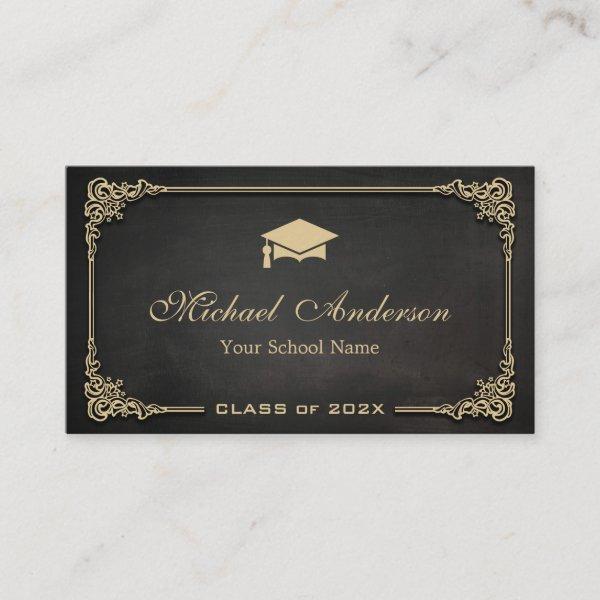Elegant Black Gold Class of Graduate Student Calling Card