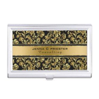 Elegant Black & Gold Damasks Pattern  Holder