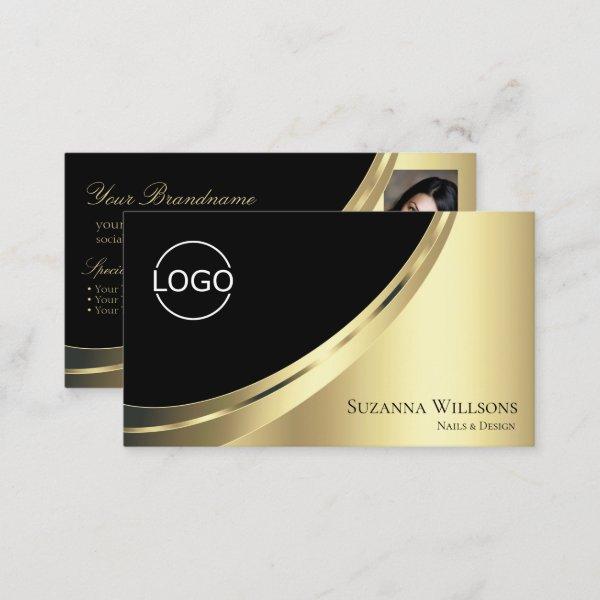 Elegant Black Gold Decor with Logo and Photo Noble