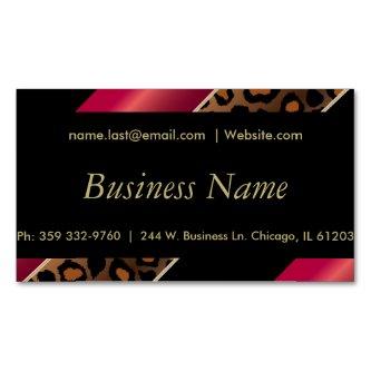 Elegant Black, Gold & Deep Red Leopard Stripes Magnetic