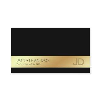 Elegant Black Gold Modern Monogram Silk Luxe