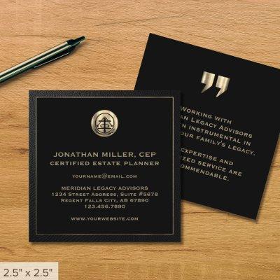 Elegant Black Gold Seal Testimonial Square