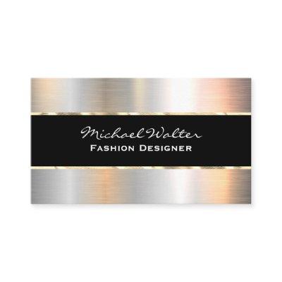 Elegant Black Gold Trim Silver Metallic