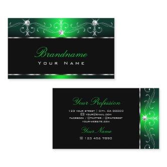 Elegant Black Green Ornate Sparkle Jewels Stylish