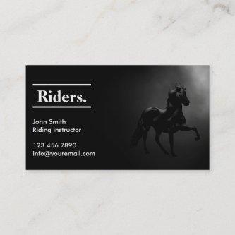 Elegant Black Horse Horseback Riding
