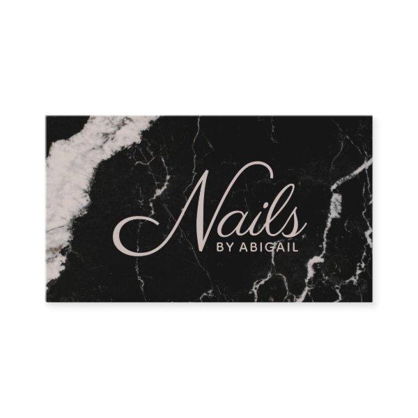 Elegant Black Marble Blush Pink Nails By "Name"