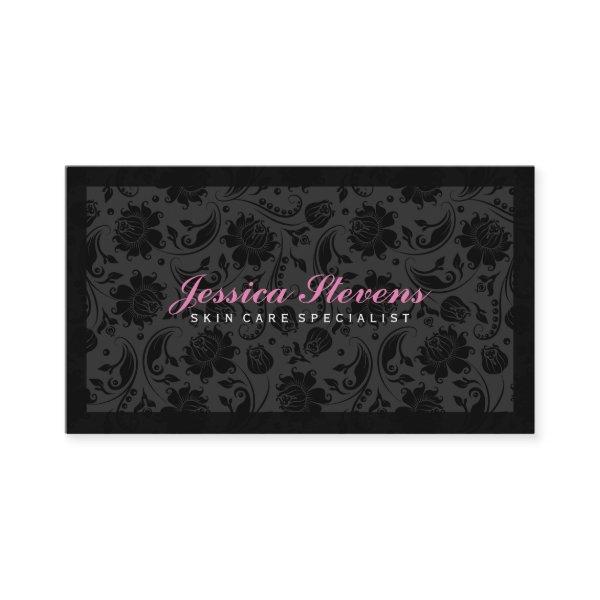 Elegant Black Monochromatic Floral Damask