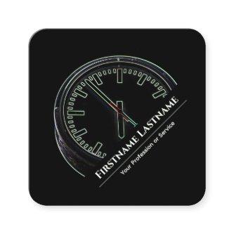 Elegant black neon style clock time management square