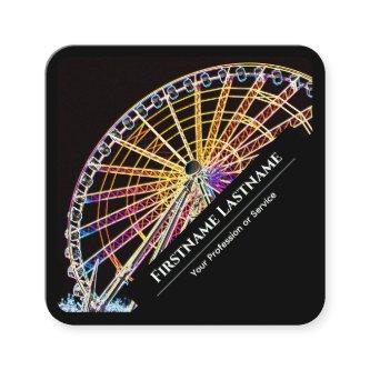Elegant black neon style ferris wheel yellow light square