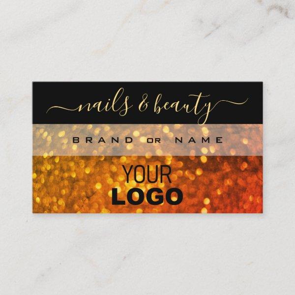 Elegant Black Orange Gold Sparkle Glitter Add Logo