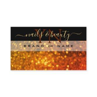 Elegant Black Orange Gold Sparkle Glitter Monogram