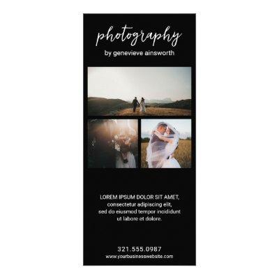 Elegant Black Photo Collage Modern Photography Rack Card