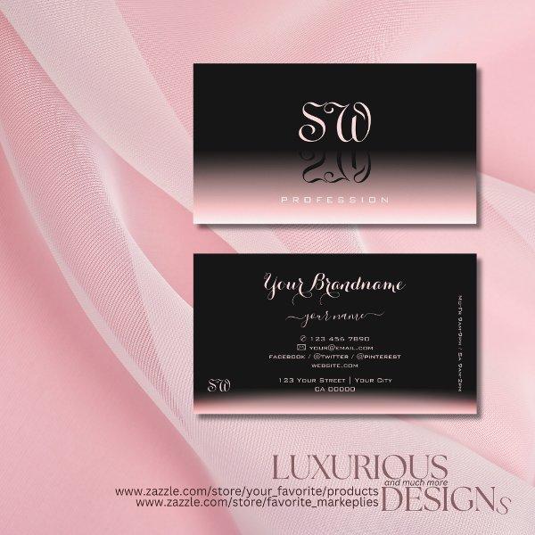 Elegant Black Pink Gradient Shadow Font Initials