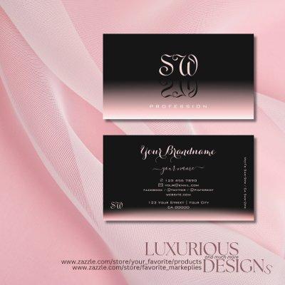 Elegant Black Pink Gradient Shadow Font Monogram
