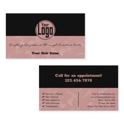 Elegant Black & Pink Hair Salon Custom Logo