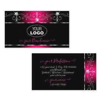 Elegant Black Pink Ornate Sparkle Jewels with Logo