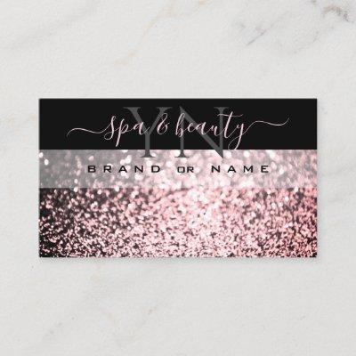 Elegant Black Pink Sparkling Glitter with Monogram
