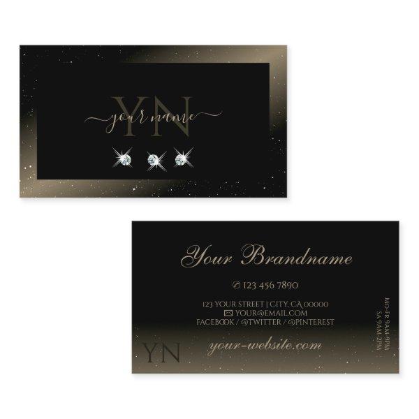 Elegant Black Platinum Sparkling Diamonds Monogram