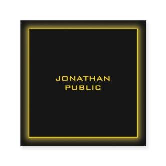 Elegant Black Professional Template Gold Text Square