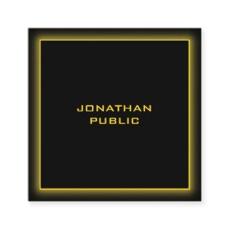 Elegant Black Professional Template Gold Text Square