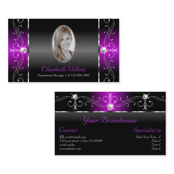 Elegant Black Purple Squiggled Jewels with Photo