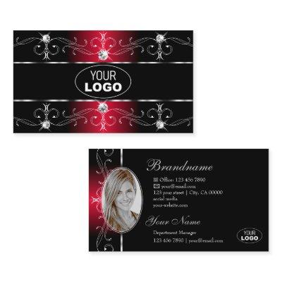 Elegant Black Red Ornate Borders Jewels Logo Photo