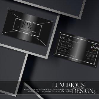 Elegant Black Silver Decor with Monogram and Logo