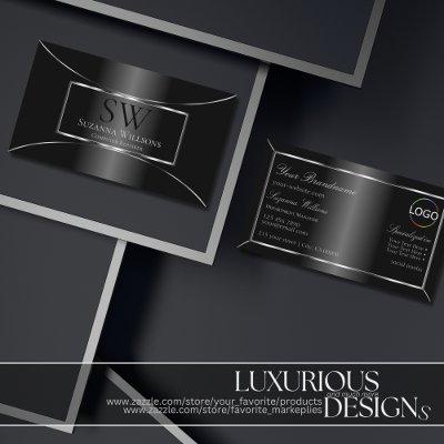 Elegant Black Silver Decor with Monogram and Logo