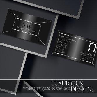 Elegant Black Silver Decor with Monogram and Photo
