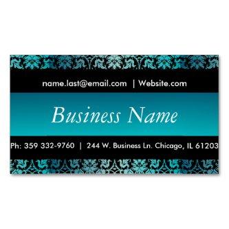 Elegant Black & Turquoise Damask Design Magnetic