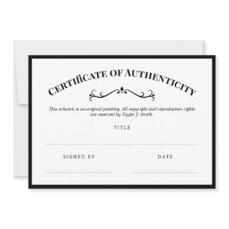 Elegant Black White Certificate of Authenticity