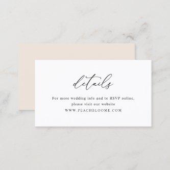 Elegant Black & White Minimal Wedding Details Card