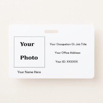 Elegant Black White Photo Employee Simple Modern Badge