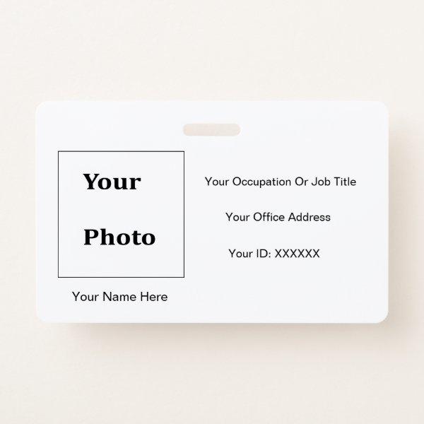 Elegant Black White Photo Employee Simple Modern Badge