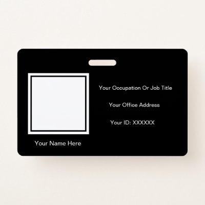 Elegant Black White Photo Text Templates Employee Badge