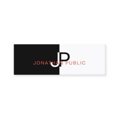 Elegant Black White Red Design Monogram Trendy Mini