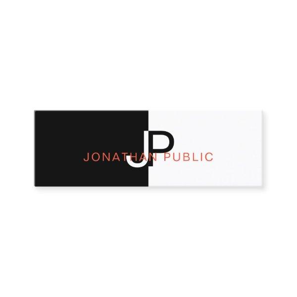 Elegant Black White Red Design Monogram Trendy Mini