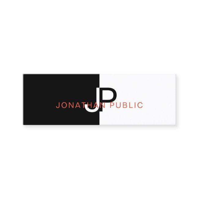 Elegant Black White Red Design Monogram Trendy Mini