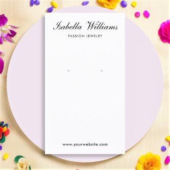 Elegant Black White Script Earring Display Card