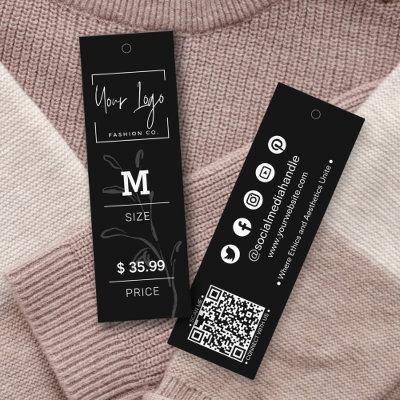 Elegant Black & White Social QR Clothing Price Tag