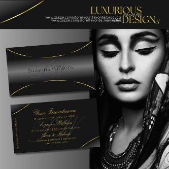 Elegant Black with Gold Border and Monogram Luxury