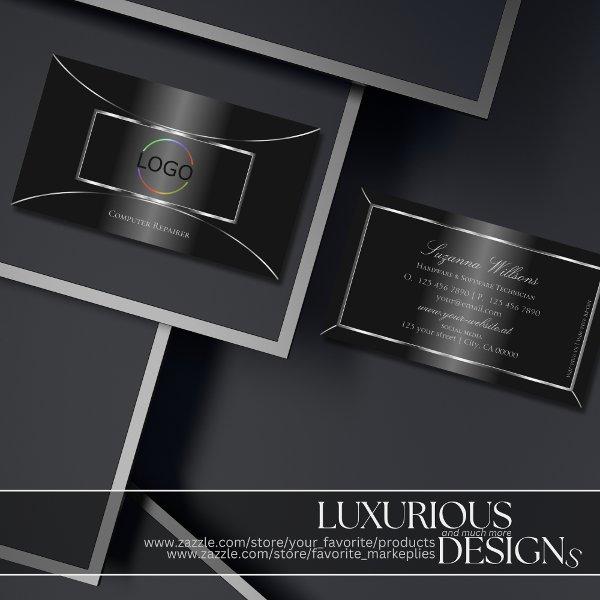 Elegant Black with Silver Decoration and Logo Cool