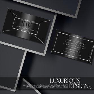 Elegant Black with Silver Decoration and Monogram