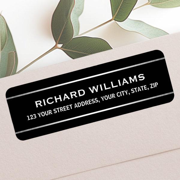Elegant black with silver gradient borders label