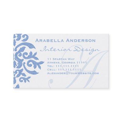 Elegant Blue and White Damask Letter A