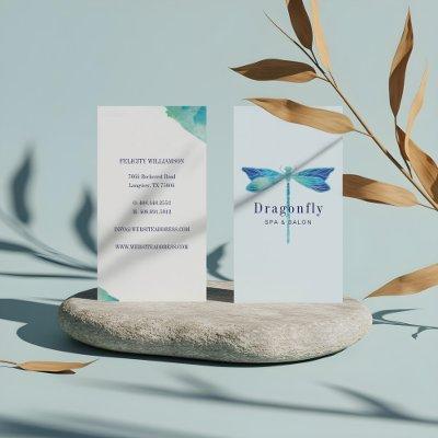 Elegant Blue & Aqua Watercolor Dragonfly