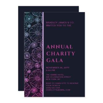 Elegant Blue Botanical Charity Event Gala Party In Invitation
