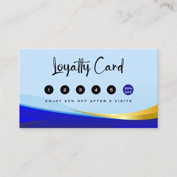 Elegant Blue Gold Luxury Designer Logo Loyalty Card