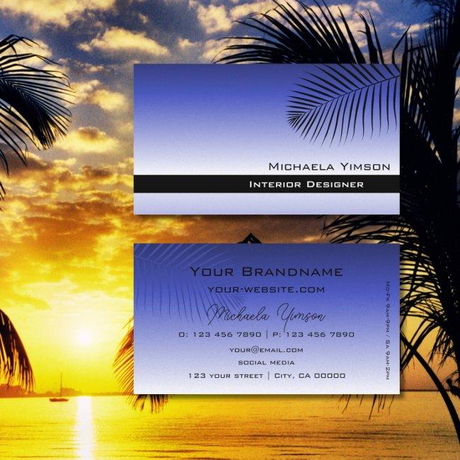 Elegant Blue Gradient Modern with Palm Leaf Simply
